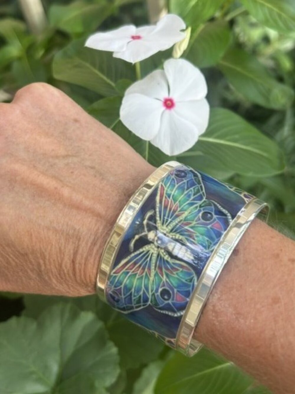 BRIGHTON Collectible “Pop Appeal” BUTTERFLY Silver Enamel Cuff BRACELET - Picture 2 of 11